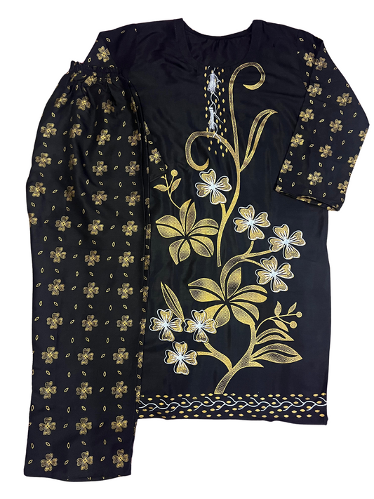 Black & Golden Printed Lawn Suit – 2-Piece