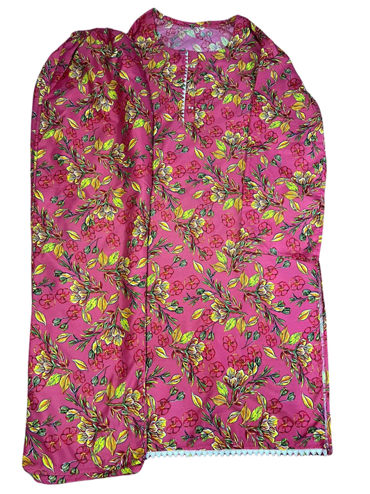 Soft Pink Floral Lawn Suit – 2-Piece (Large)