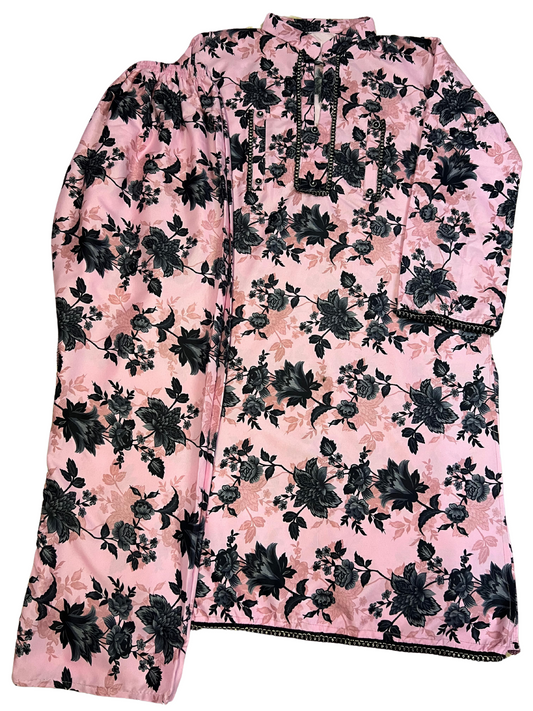 Pink and Black Color Digital Print Lawn Suit – 2-Piece