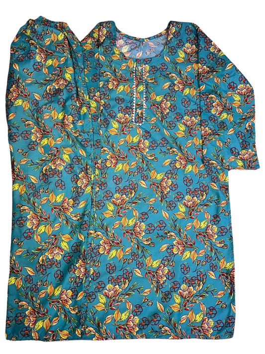 Blue+yellow Classic Cotton Suit – 2-Piece (Large)