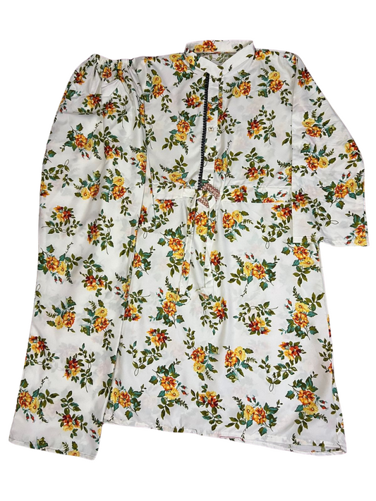 White or YallowPrinted Lawn Suit – 2-Piece